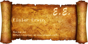 Eisler Ervin névjegykártya